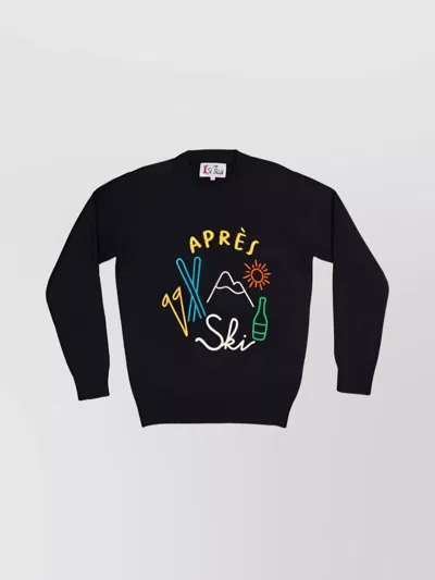 Mc2 Saint Barth Crew Neck Graphic Design Sweaters In Black