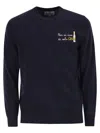 Mc2 Saint Barth Crew Neck Jumper With Chest Embroidery In Black