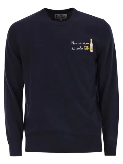 Mc2 Saint Barth Crew Neck Jumper With Chest Embroidery In Black