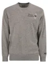 Mc2 Saint Barth Crew Neck Jumper With Contrast Embroidery In Gray
