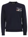 Mc2 Saint Barth Crew Neck Jumper With Grand Slam Embroidery In Blue