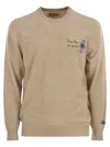 Mc2 Saint Barth Crew Neck Jumper With Ribbed Accents In Brown