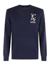 Mc2 Saint Barth Ribbed Hem And Cuffs Graphic Embroidered Sweatshirt In Blue