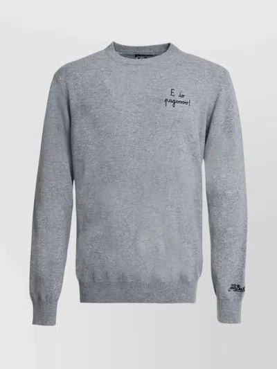Mc2 Saint Barth Crew Neck Long Sleeve Embroidered Sweatshirt In Gray
