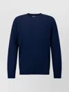 Mc2 Saint Barth Crew Neck Long Sleeve Ribbed Sweater In Blue