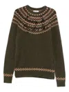 Mc2 Saint Barth Multicolor Knit Crew Neck Sweater With Embroidery Detail In Green