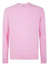 Mc2 Saint Barth Ribbed Cuff Crew Neck Lambswool Sweater In Pink