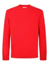 Mc2 Saint Barth Ribbed Cuff Crew Neck Lambswool Sweater In Red