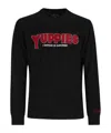 Mc2 Saint Barth Crew Neck Sweater With Embroidery On The Front In Black