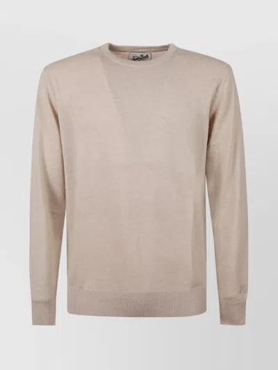 Mc2 Saint Barth Crew Neck Sweater With Ribbed Cuffs And Hem In Neutral