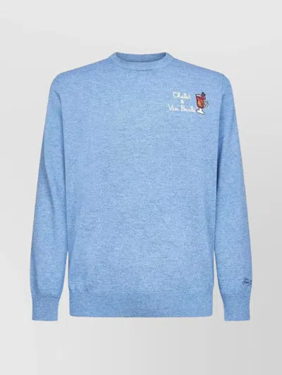 Mc2 Saint Barth Crew Neck Sweatshirt With Long Sleeves And Embroidery In Blue