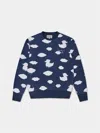 MC2 SAINT BARTH CREWNECK BLUE SWEATSHIRT WITH COCCOLE E NUVOLE EMBROIDERY COCCOLEBIMBI SPECIAL EDITION