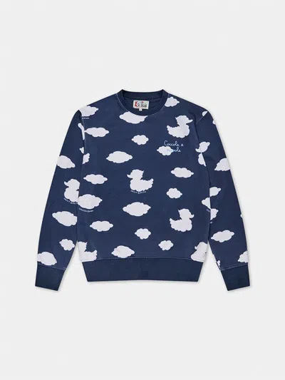 Mc2 Saint Barth Crewneck Blue Sweatshirt With Coccole E Nuvole Embroidery Coccolebimbi Special Edition