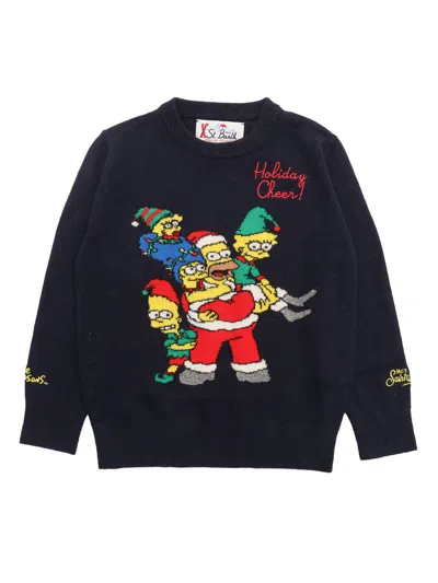 Mc2 Saint Barth Kids' Crewneck Jaquard Sweater In Multicolor