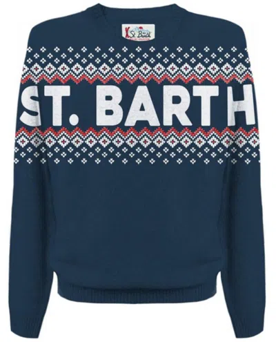 Mc2 Saint Barth Crewneck Long-sleeved Jumper In Blu