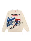Mc2 Saint Barth Crewneck Postcard Jaquard Sweater In Multicolor
