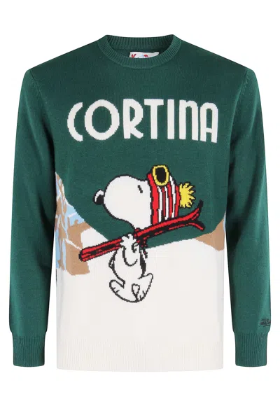 Mc2 Saint Barth Snoopie Graphic Sweater In Green