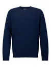 Mc2 Saint Barth Crew Neck Long Sleeve Ribbed Sweater In Blue