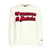Mc2 Saint Barth Crewneck Sweater With Jacquard Logo And Embroidered Cuff In Gold
