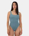 Mc2 Saint Barth Crinkle Classic Onepiece Swimsuit - Crinkle Lurex 36 In Blue
