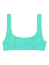 Mc2 Saint Barth Crinkle-texture Bralette Bikini Top In Green
