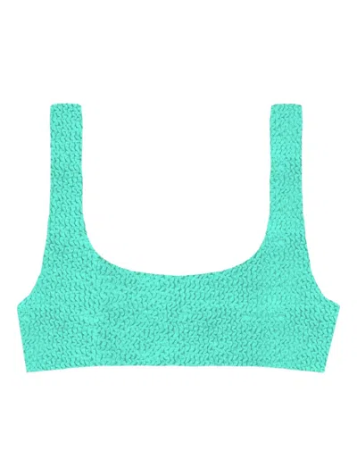 Mc2 Saint Barth Crinkle-texture Bralette Bikini Top In Green