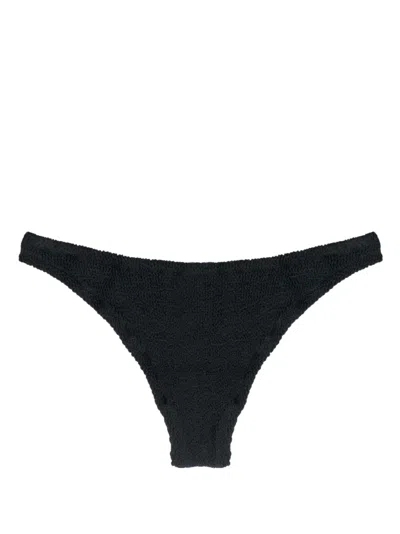 Mc2 Saint Barth Crinkled Bikini Bottoms In Black
