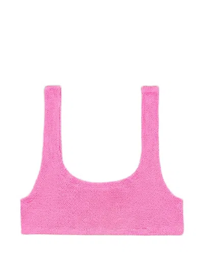 Mc2 Saint Barth Crinkled Bikini Top In Pink