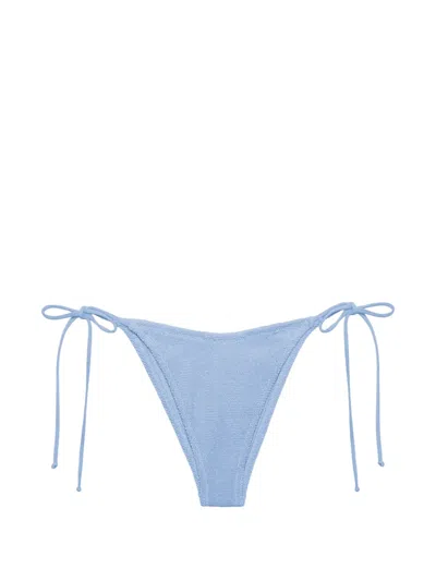 Mc2 Saint Barth Crinkled-effect Side-tie Bikini Bottoms In Blue