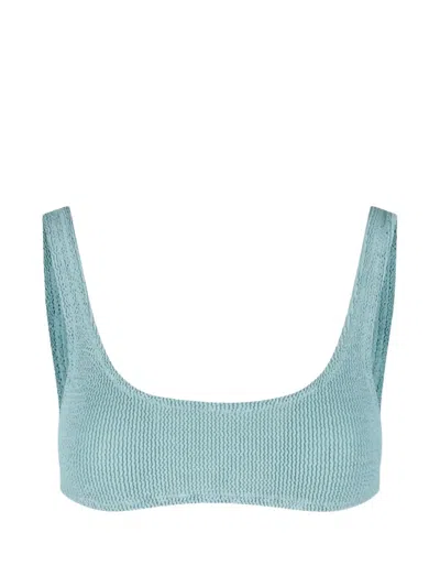 Mc2 Saint Barth Crinkle-effect Bikini Top In Blue