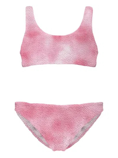 Mc2 Saint Barth Kids' Crinkle-effect Fade Bikini In Pink
