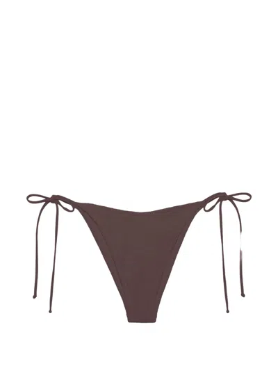 Mc2 Saint Barth Crinkle-fabric Side-tie Bikini Bottoms In Purple