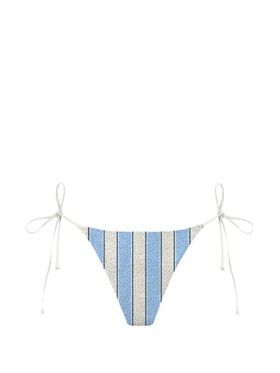 Mc2 Saint Barth Crinkle-finish Striped Bikini Bottoms In Multi