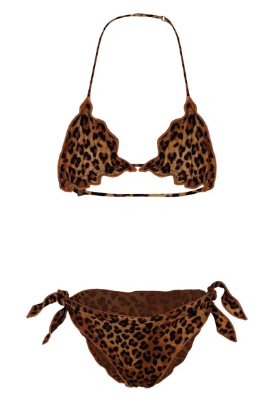 Mc2 Saint Barth Cris Bikini With Leopard Print In Brown