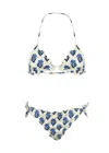 Mc2 Saint Barth Cris Classic Triangle Bikini With Jaipur Flower In White