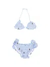 Mc2 Saint Barth Bee-embroidered Cotton Bikini In Blue