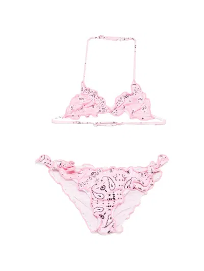 Mc2 Saint Barth Kids' Cris Ruffled Bikini In Pink