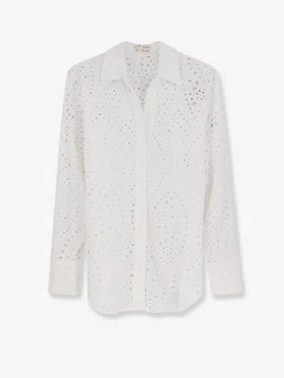 Mc2 Saint Barth Cristal Broderie Anglaise Embroidery Shirt In White