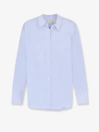 Mc2 Saint Barth Cristal Cotton Shirt With Striped Pattern In Blue