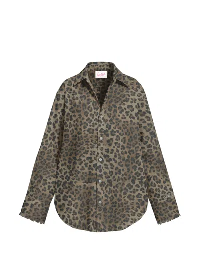 Mc2 Saint Barth Cristal Leopard-print Shirt In Brown