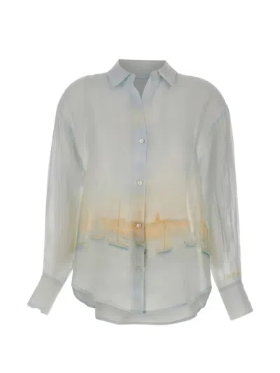 Mc2 Saint Barth Cristal Oversized Shirt In Blue