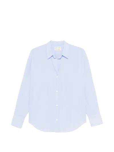 Mc2 Saint Barth Cristal Striped Embroidered Shirt In Blue
