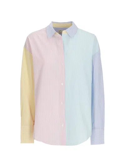 Mc2 Saint Barth Cristal Striped Embroidered-logo Shirt In Multi