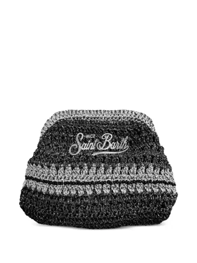 Mc2 Saint Barth Crochet Clutch Bag In Black