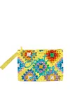 Mc2 Saint Barth Crochet-cotton Tassel Clutch Bag In Yellow