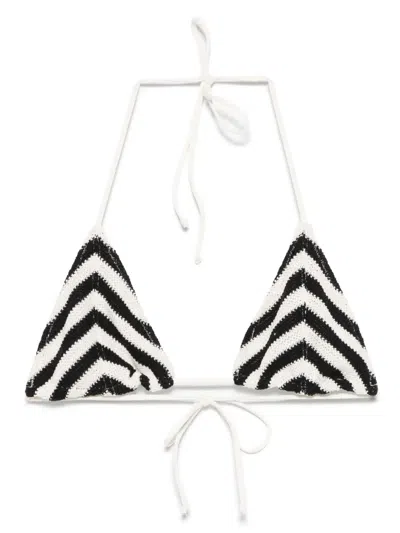 Mc2 Saint Barth Crochet-knit Bikini Top In Black