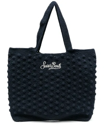 Mc2 Saint Barth Crochet-knit Tote Bag In Blue
