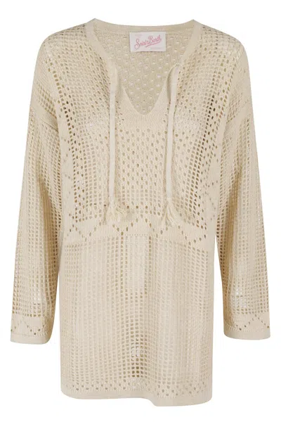 Mc2 Saint Barth Crochet Knitted Kaftan With V-neckline