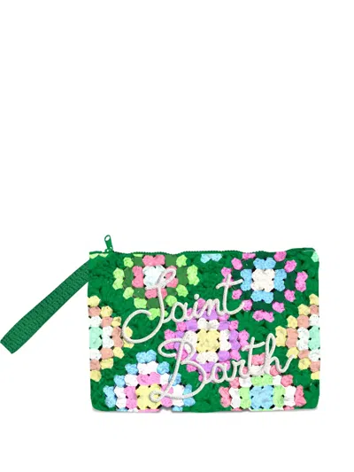 Mc2 Saint Barth Crochet Logo-appliqué Clutch Bag In Green