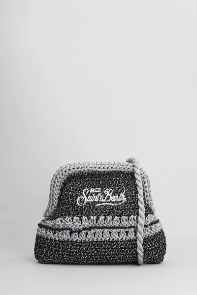 Mc2 Saint Barth Crochet Pouch N Shoulder Bag In Black Viscose In Multi